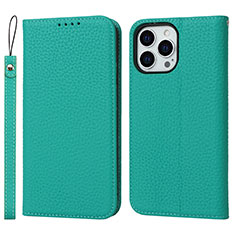 Funda de Cuero Cartera con Soporte Carcasa L10 para Apple iPhone 13 Pro Max Verde
