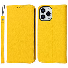 Funda de Cuero Cartera con Soporte Carcasa L10 para Apple iPhone 14 Pro Amarillo