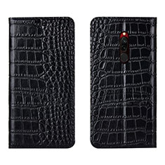 Funda de Cuero Cartera con Soporte Carcasa L10 para Xiaomi Redmi 8 Negro