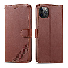 Funda de Cuero Cartera con Soporte Carcasa L11 para Apple iPhone 12 Pro Max Marron