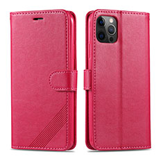 Funda de Cuero Cartera con Soporte Carcasa L11 para Apple iPhone 12 Pro Max Rosa Roja