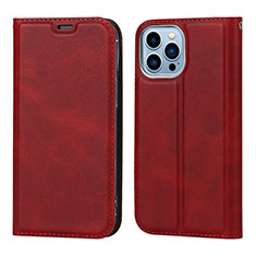 Funda de Cuero Cartera con Soporte Carcasa L11 para Apple iPhone 13 Pro Rojo
