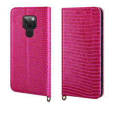 Funda de Cuero Cartera con Soporte Carcasa L11 para Huawei Mate 20 Rosa Roja