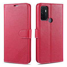 Funda de Cuero Cartera con Soporte Carcasa L11 para Oppo A53 Rojo