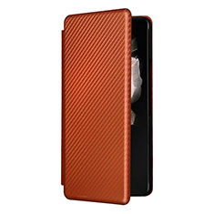 Funda de Cuero Cartera con Soporte Carcasa L11Z para Samsung Galaxy Z Fold3 5G Marron