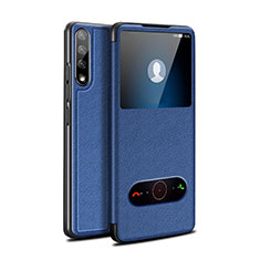 Funda de Cuero Cartera con Soporte Carcasa L12 para Huawei Enjoy 10S Azul