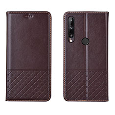 Funda de Cuero Cartera con Soporte Carcasa L12 para Huawei Honor 9C Marron