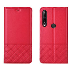 Funda de Cuero Cartera con Soporte Carcasa L12 para Huawei Honor 9C Rojo
