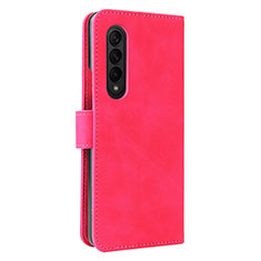Funda de Cuero Cartera con Soporte Carcasa L12Z para Samsung Galaxy Z Fold3 5G Rosa Roja