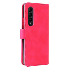 Funda de Cuero Cartera con Soporte Carcasa L12Z para Samsung Galaxy Z Fold4 5G Rosa Roja