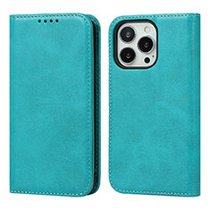 Funda de Cuero Cartera con Soporte Carcasa L14 para Apple iPhone 13 Pro Max Azul Cielo