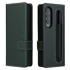 Funda de Cuero Cartera con Soporte Carcasa L14Z para Samsung Galaxy Z Fold4 5G Verde