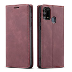 Funda de Cuero Cartera con Soporte Carcasa L15 para Samsung Galaxy M31 Rojo Rosa