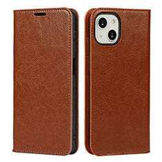 Funda de Cuero Cartera con Soporte Carcasa L17 para Apple iPhone 14 Plus Marron Claro