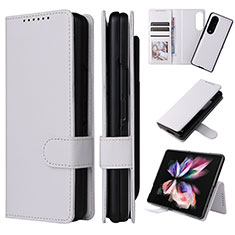 Funda de Cuero Cartera con Soporte Carcasa L17Z para Samsung Galaxy Z Fold3 5G Blanco