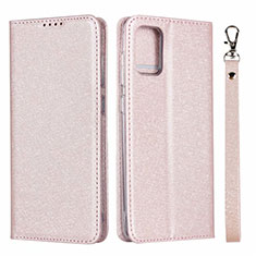 Funda de Cuero Cartera con Soporte Carcasa L18 para Samsung Galaxy A51 5G Oro Rosa