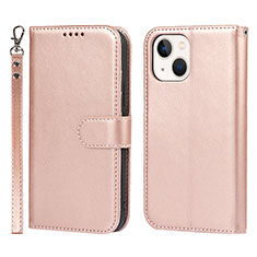 Funda de Cuero Cartera con Soporte Carcasa L19 para Apple iPhone 14 Oro Rosa