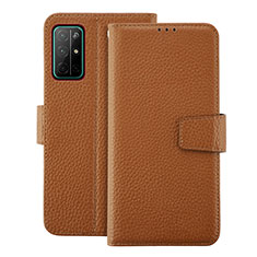 Funda de Cuero Cartera con Soporte Carcasa L19 para Huawei Honor 30S Marron