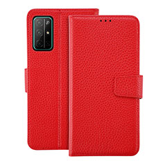 Funda de Cuero Cartera con Soporte Carcasa L19 para Huawei Honor 30S Rojo