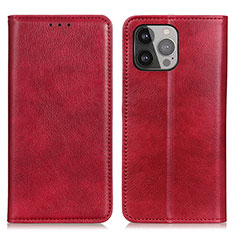 Funda de Cuero Cartera con Soporte Carcasa L25 para Apple iPhone 14 Pro Rojo