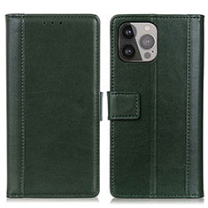 Funda de Cuero Cartera con Soporte Carcasa L28 para Apple iPhone 13 Pro Max Verde