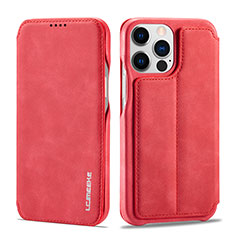 Funda de Cuero Cartera con Soporte Carcasa LC1 para Apple iPhone 14 Pro Rojo