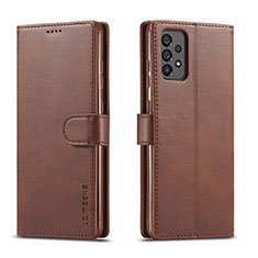 Funda de Cuero Cartera con Soporte Carcasa LC1 para Samsung Galaxy A73 5G Marron