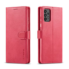 Funda de Cuero Cartera con Soporte Carcasa LC1 para Samsung Galaxy A73 5G Rosa Roja