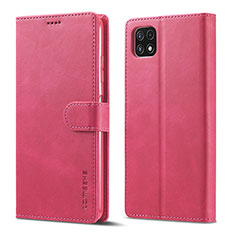 Funda de Cuero Cartera con Soporte Carcasa LC1 para Samsung Galaxy F42 5G Rosa Roja