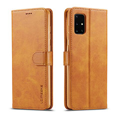 Funda de Cuero Cartera con Soporte Carcasa LC1 para Samsung Galaxy M51 Marron Claro