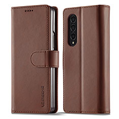 Funda de Cuero Cartera con Soporte Carcasa LC1 para Samsung Galaxy Z Fold4 5G Marron