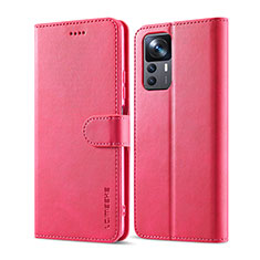 Funda de Cuero Cartera con Soporte Carcasa LC1 para Xiaomi Mi 12T 5G Rosa Roja