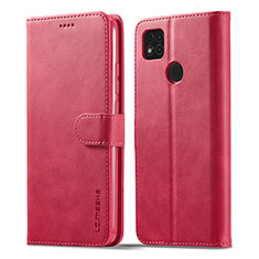 Funda de Cuero Cartera con Soporte Carcasa LC1 para Xiaomi Redmi 9 India Rosa Roja