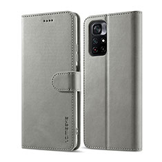 Funda de Cuero Cartera con Soporte Carcasa LC1 para Xiaomi Redmi Note 11 5G Gris