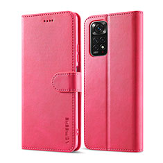 Funda de Cuero Cartera con Soporte Carcasa LC1 para Xiaomi Redmi Note 11 Pro 4G Rosa Roja
