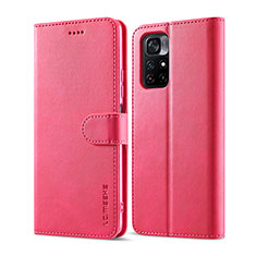 Funda de Cuero Cartera con Soporte Carcasa LC1 para Xiaomi Redmi Note 11S 5G Rosa Roja