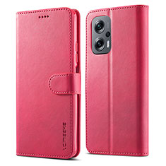 Funda de Cuero Cartera con Soporte Carcasa LC1 para Xiaomi Redmi Note 11T Pro 5G Rosa Roja