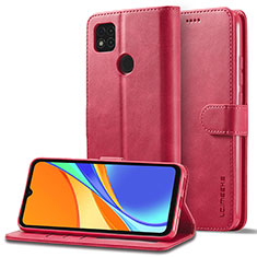 Funda de Cuero Cartera con Soporte Carcasa LC2 para Xiaomi POCO C3 Rosa Roja