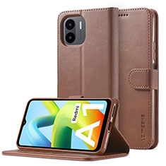 Funda de Cuero Cartera con Soporte Carcasa LC2 para Xiaomi Poco C50 Marron