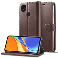 Funda de Cuero Cartera con Soporte Carcasa LC2 para Xiaomi Redmi 9C Marron