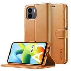 Funda de Cuero Cartera con Soporte Carcasa LC2 para Xiaomi Redmi A1 Marron Claro