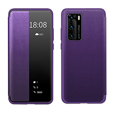 Funda de Cuero Cartera con Soporte Carcasa LF1 para Huawei P40 Morado