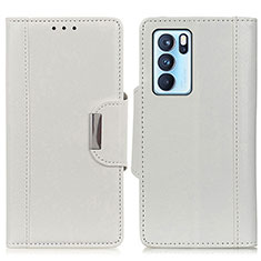 Funda de Cuero Cartera con Soporte Carcasa M01L para Oppo Reno6 Pro 5G India Blanco