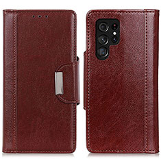 Funda de Cuero Cartera con Soporte Carcasa M01L para Samsung Galaxy S21 Ultra 5G Marron