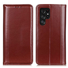 Funda de Cuero Cartera con Soporte Carcasa M02L para Samsung Galaxy S21 Ultra 5G Marron