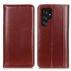 Funda de Cuero Cartera con Soporte Carcasa M02L para Samsung Galaxy S22 Ultra 5G Marron