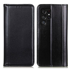 Funda de Cuero Cartera con Soporte Carcasa M02L para Samsung Galaxy S22 Ultra 5G Negro