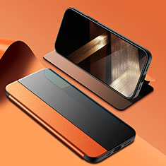 Funda de Cuero Cartera con Soporte Carcasa M03 para Apple iPhone 15 Plus Naranja