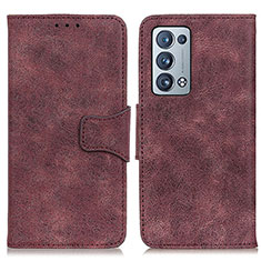 Funda de Cuero Cartera con Soporte Carcasa M03L para Oppo Reno6 Pro+ Plus 5G Morado