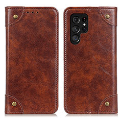 Funda de Cuero Cartera con Soporte Carcasa M04L para Samsung Galaxy S22 Ultra 5G Marron